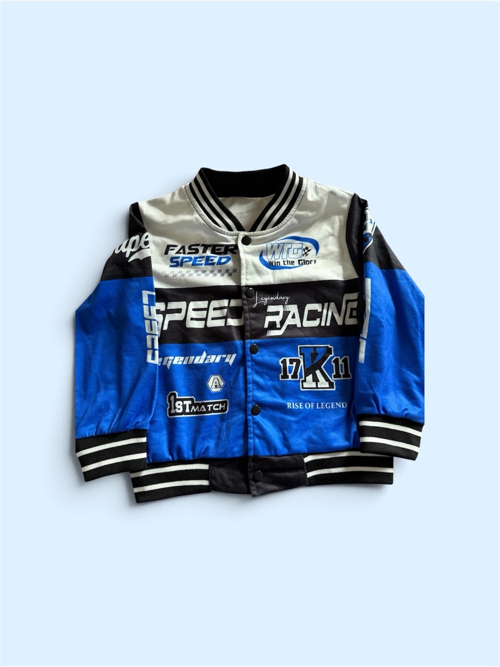 Kids Blue Racing Graphic Jacket - Unbranded